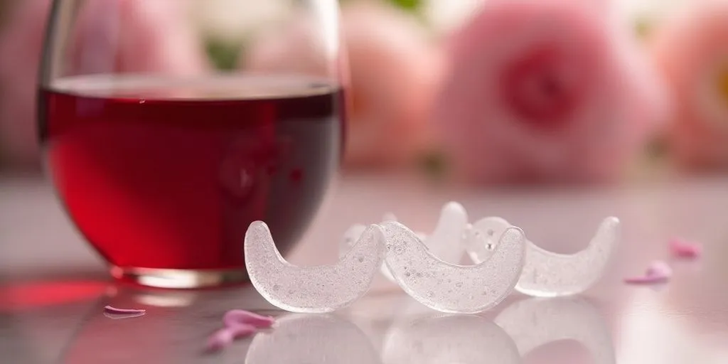 Sparkling clean Invisalign aligners and a glass of wine.