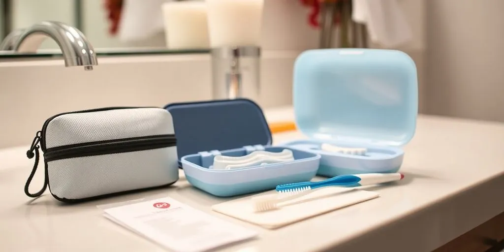 Invisalign accessories on a bathroom counter during flu season.