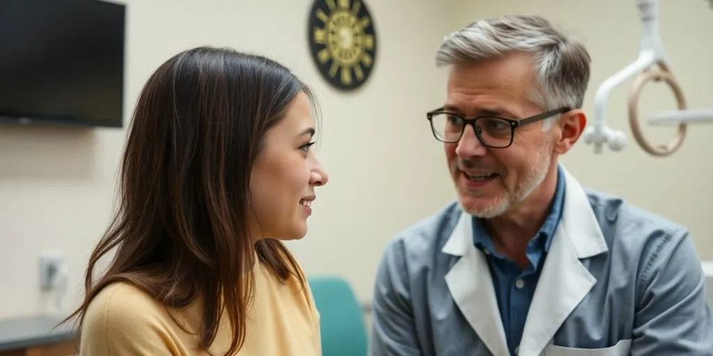 Concerned patient with an unprofessional orthodontist in office.